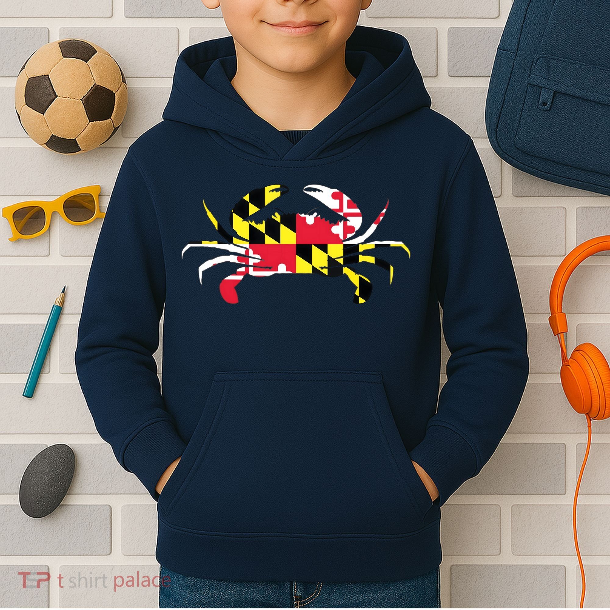 Maryland Crab State Pride Flag Kids Hoodie