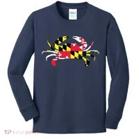 Maryland Crab State Pride Flag Kids Long Sleeve Shirt thumb 0