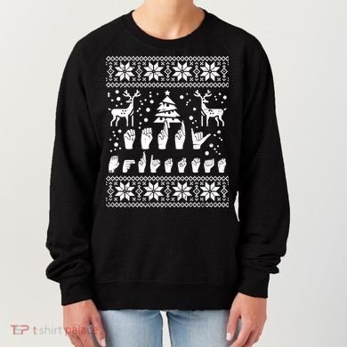 Merry Christmas Sign Language Asl Deaf Ugly Christmas Gift Women's Sweatshirt