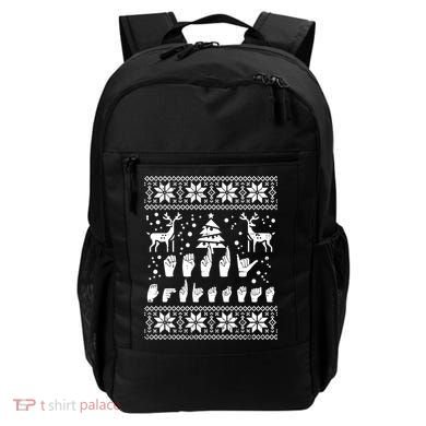 Merry Christmas Sign Language Asl Deaf Ugly Christmas Gift Backpack