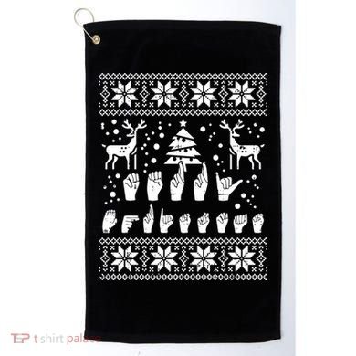 Merry Christmas Sign Language Asl Deaf Ugly Christmas Gift Golf Towel