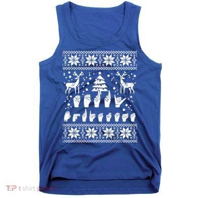 Merry Christmas Sign Language Asl Deaf Ugly Christmas Gift Tank Top