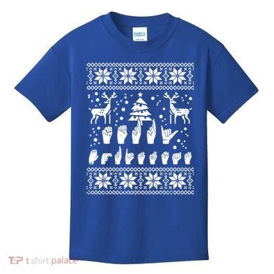 Merry Christmas Sign Language Asl Deaf Ugly Christmas Gift Kids T-Shirt