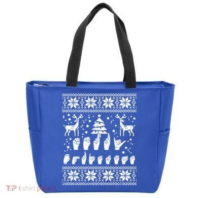Merry Christmas Sign Language Asl Deaf Ugly Christmas Gift Tote Bag