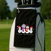 Merry Christmas Snowman Family And Friends Golf Towel thumb 2