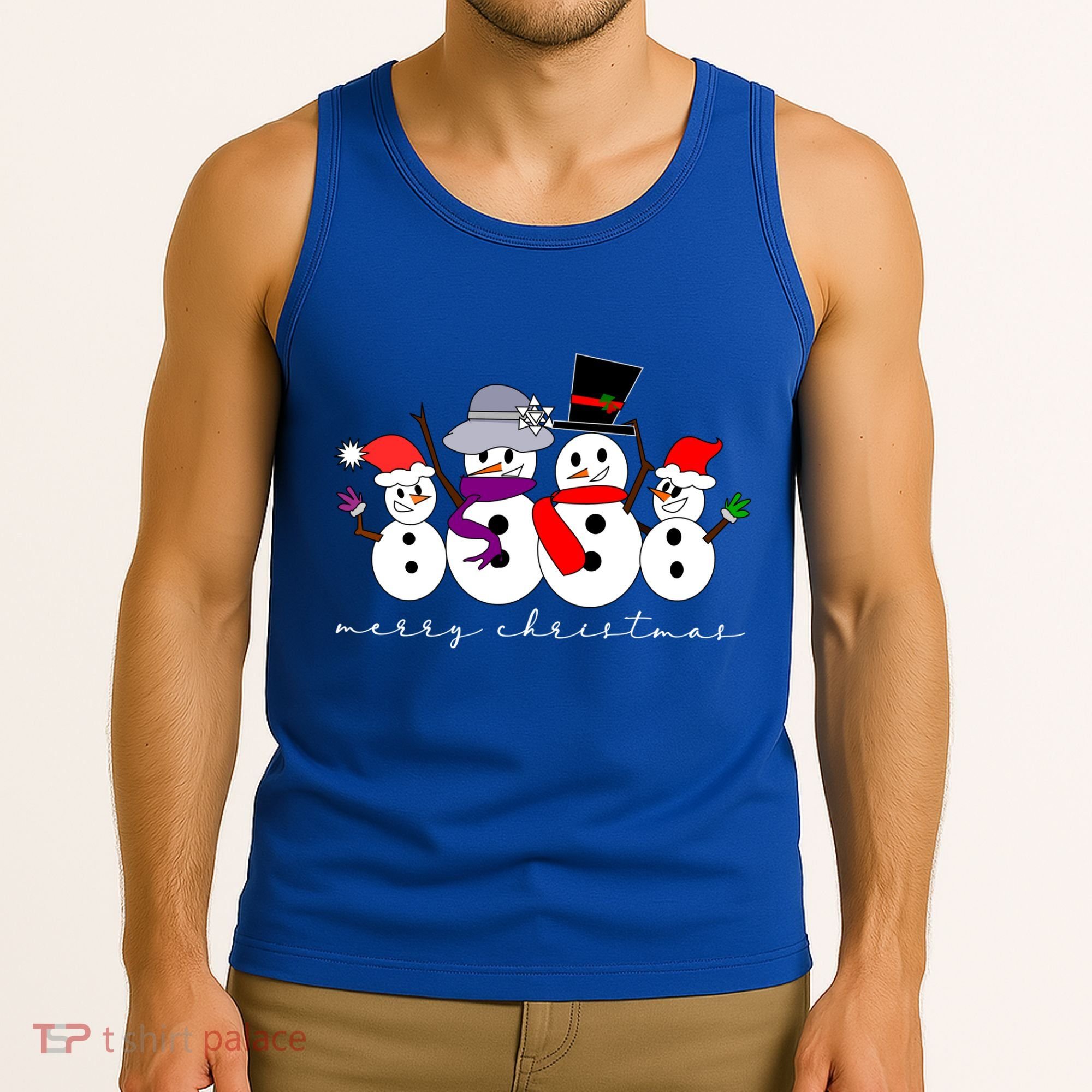 Merry Christmas Snowman Family And Friends Tank Top