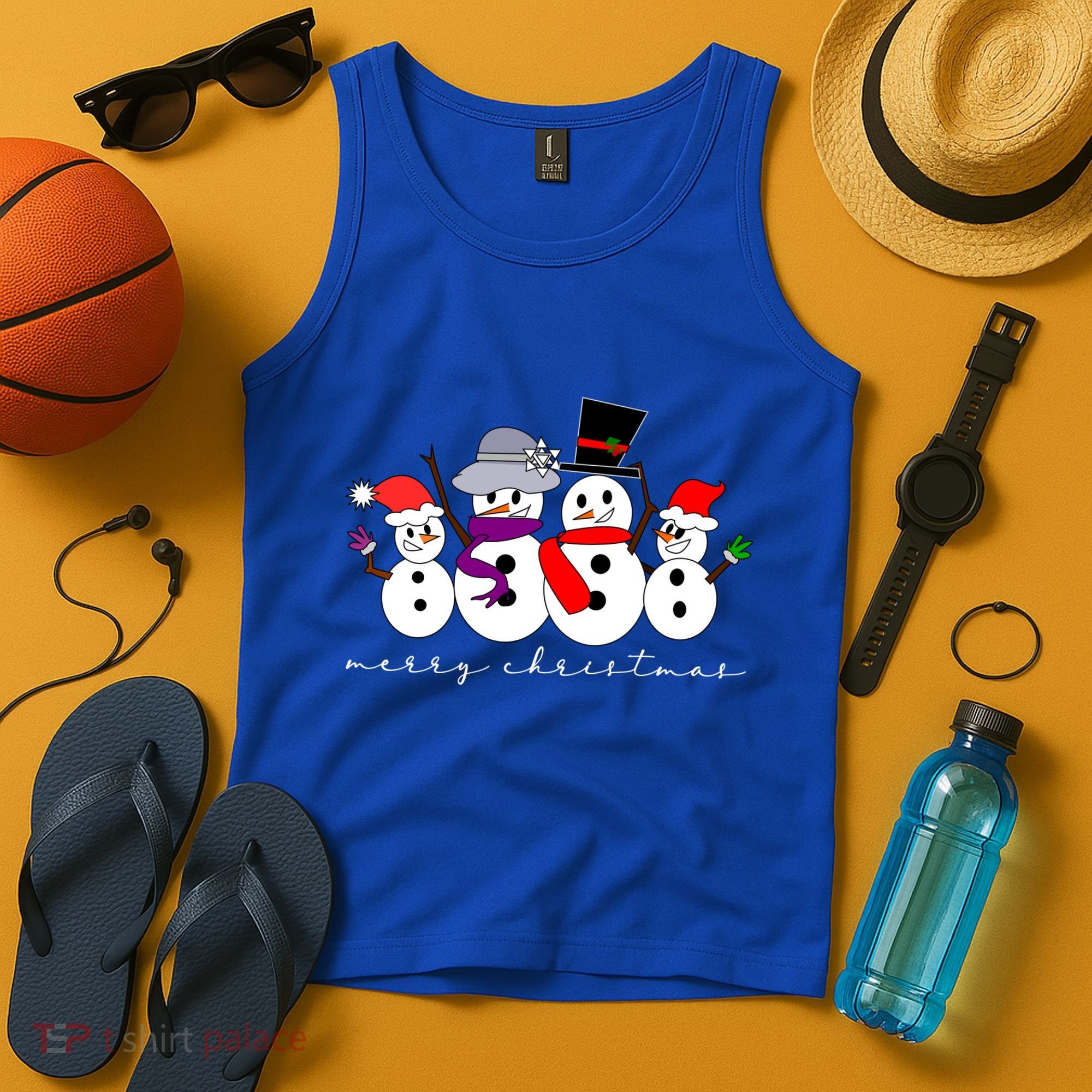 Merry Christmas Snowman Family And Friends Tank Top