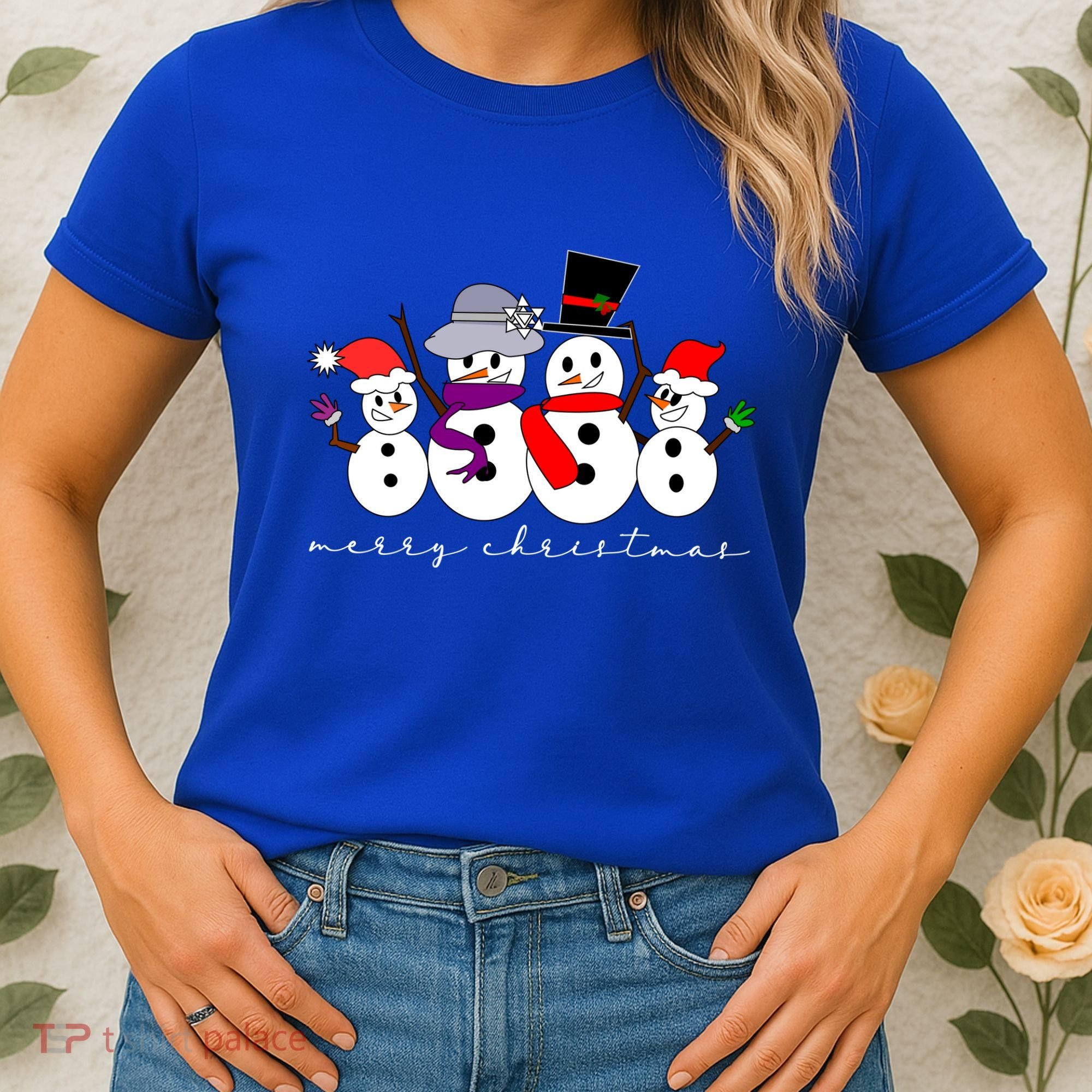 Merry Christmas Snowman Family And Friends Women's T-Shirt