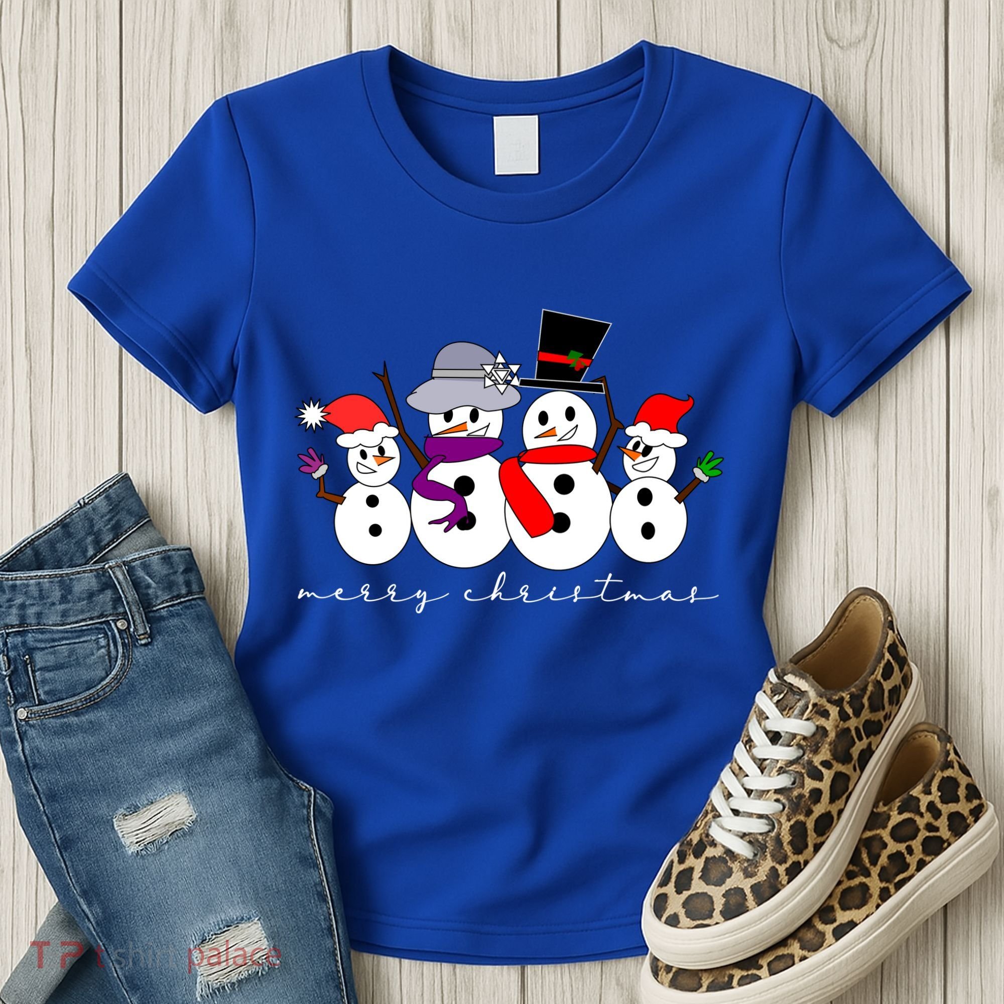 Merry Christmas Snowman Family And Friends Women's T-Shirt