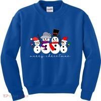 Merry Christmas Snowman Family And Friends Kids Sweatshirt thumb 0
