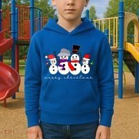 Merry Christmas Snowman Family And Friends Kids Hoodie thumb 2