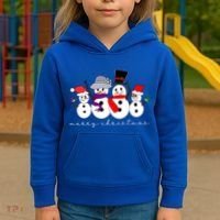 Merry Christmas Snowman Family And Friends Kids Hoodie thumb 3