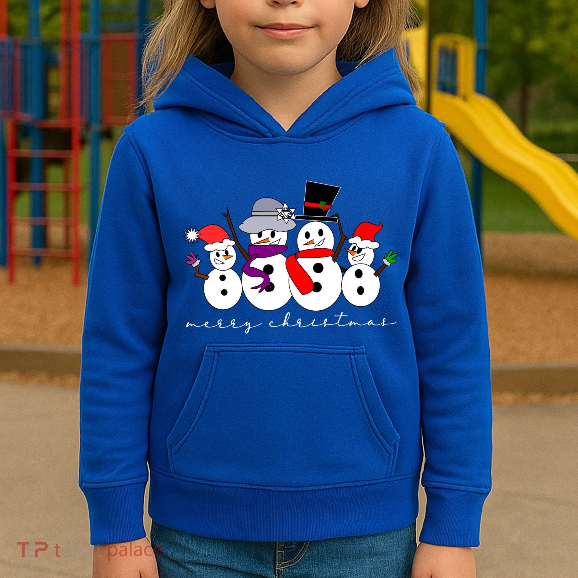 Merry Christmas Snowman Family And Friends Kids Hoodie
