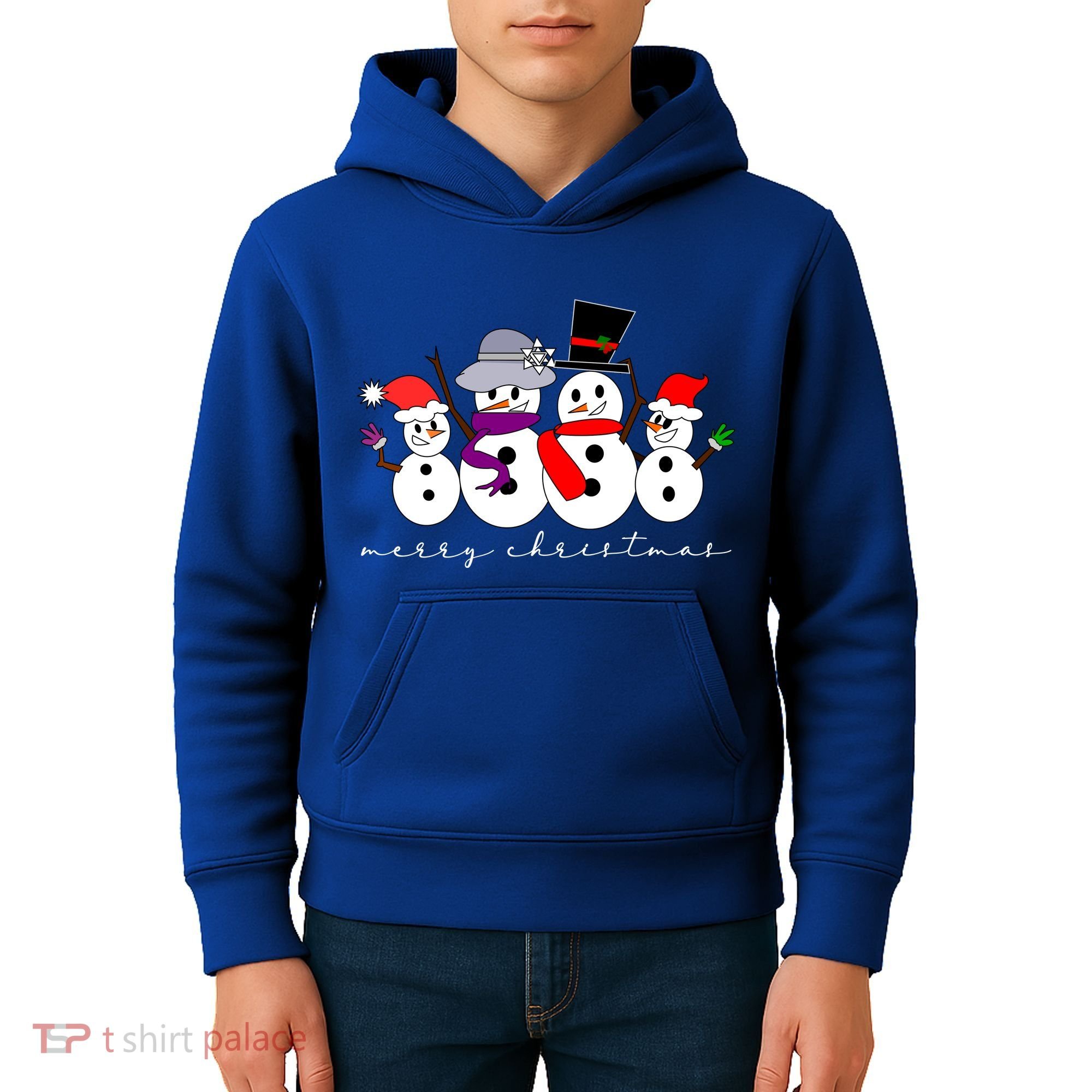 Merry Christmas Snowman Family And Friends Kids Hoodie