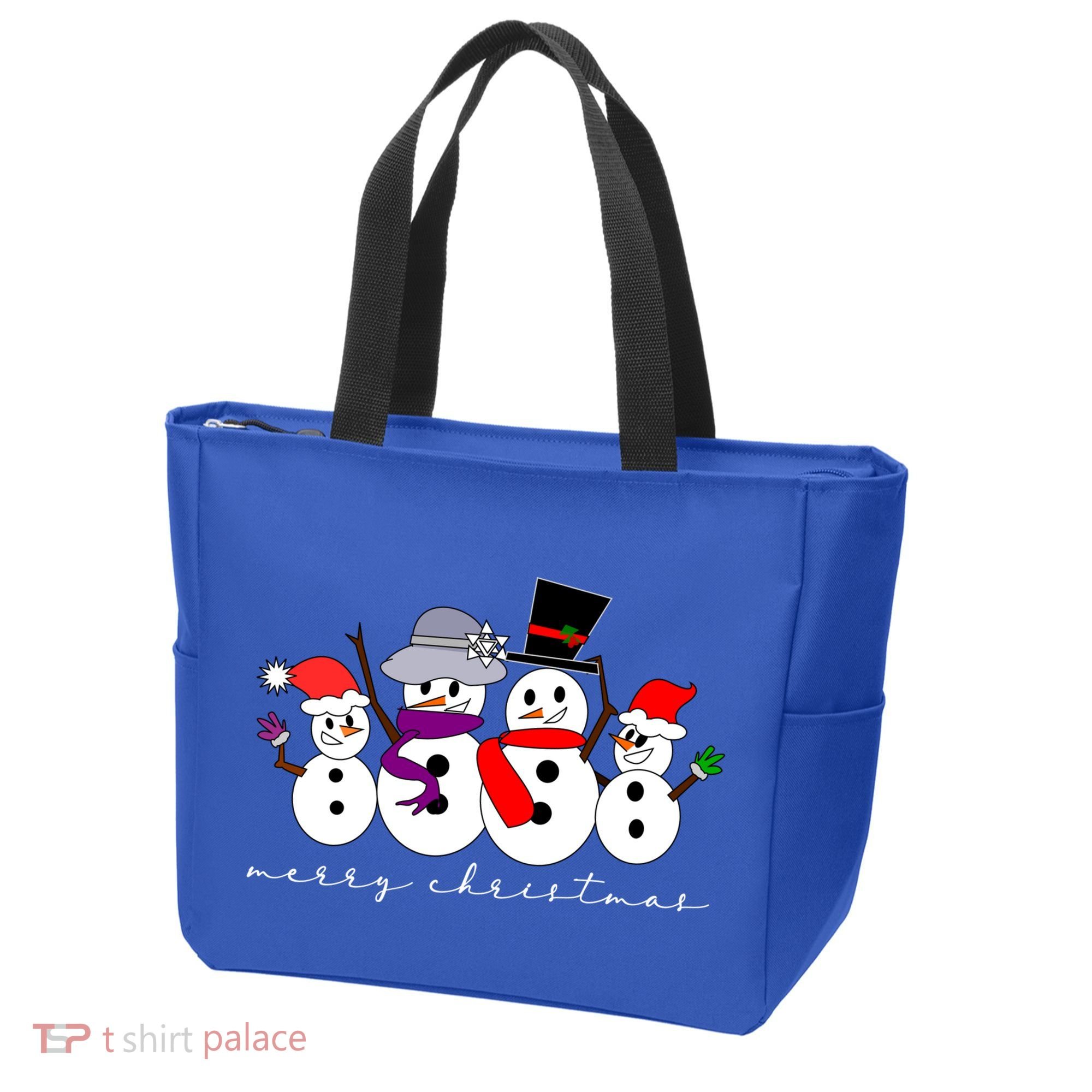 Merry Christmas Snowman Family And Friends Tote Bag