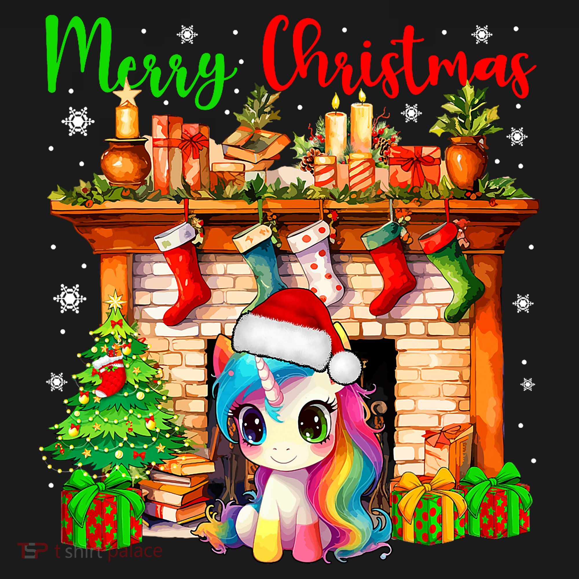 Merry Christmas Santa Unicorn Xmas Symbols Matching Family Long Sleeve Shirt