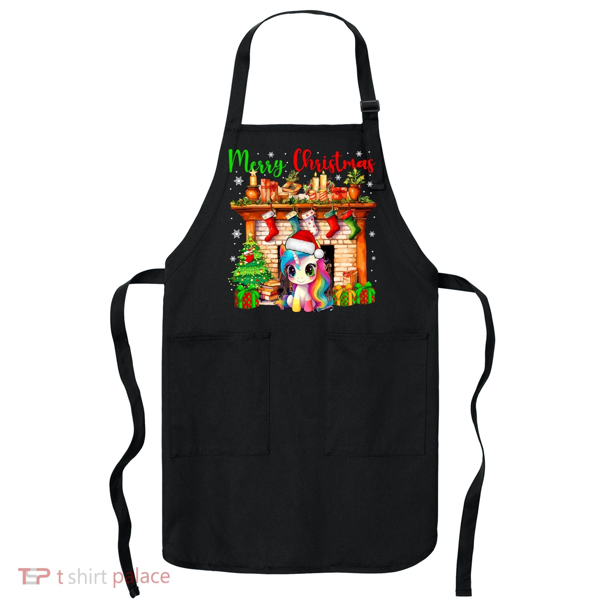 Merry Christmas Santa Unicorn Xmas Symbols Matching Family Apron