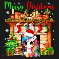 Merry Christmas Santa Unicorn Xmas Symbols Matching Family Apron thumb 3
