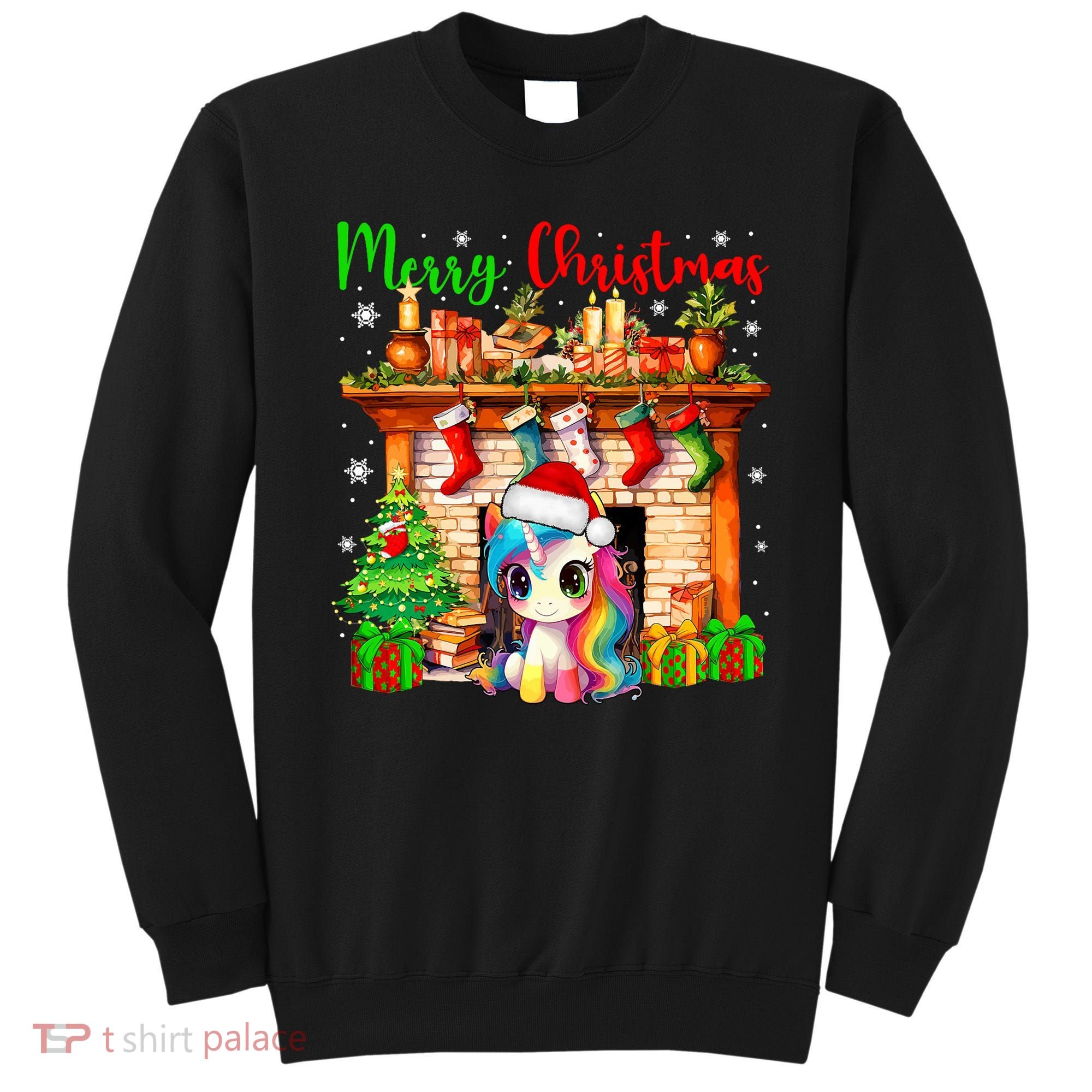 Merry Christmas Santa Unicorn Xmas Symbols Matching Family Sweatshirt