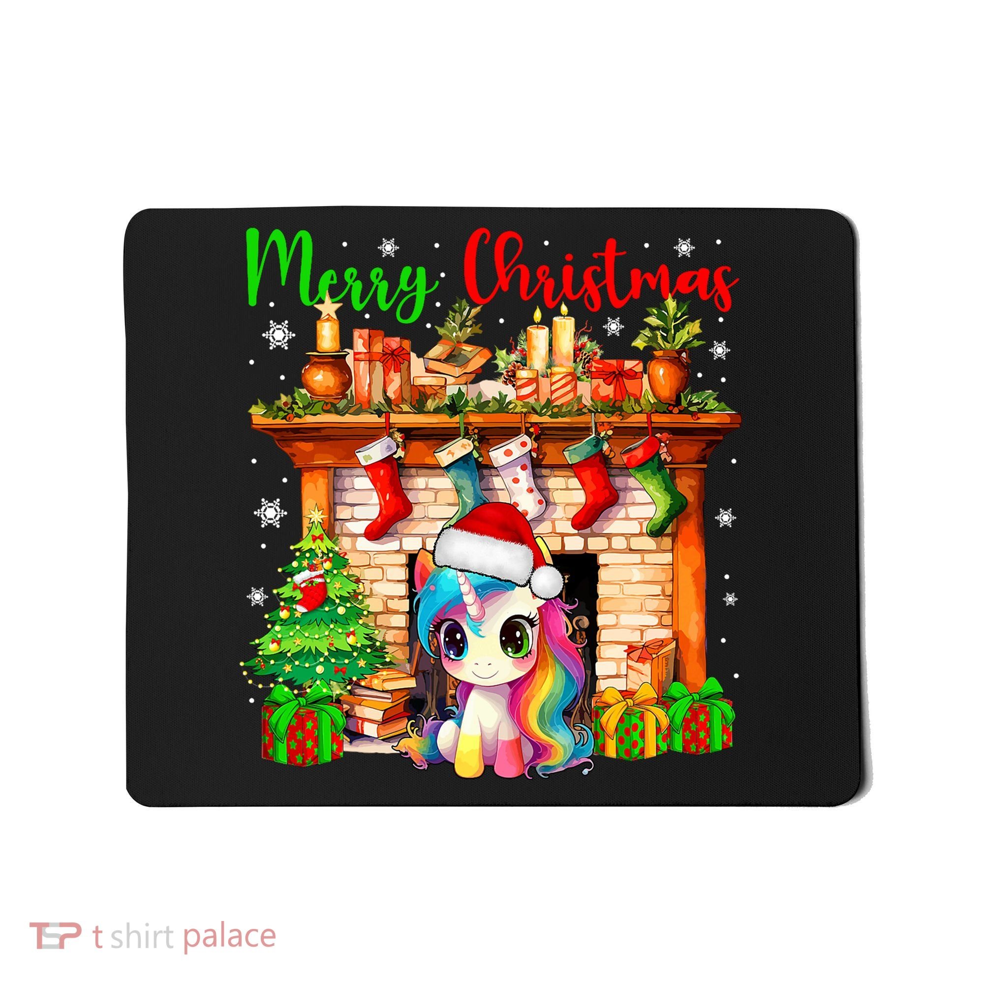 Merry Christmas Santa Unicorn Xmas Symbols Matching Family Mousepad