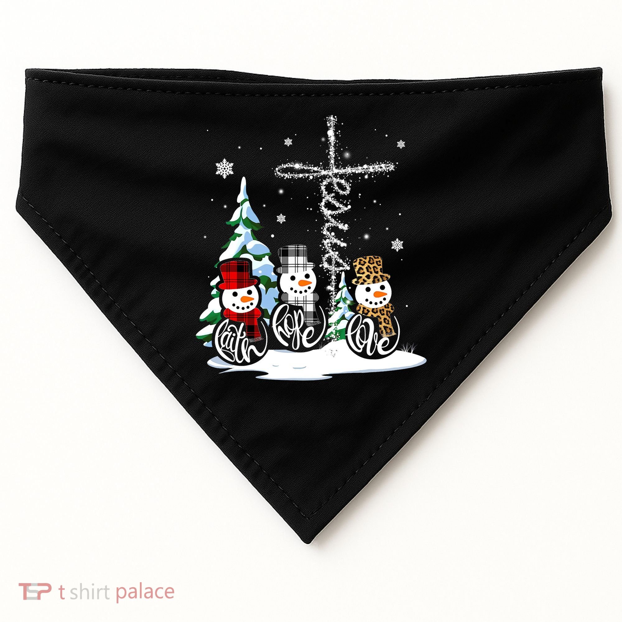 Merry Christmas Snow Faith Hope Love Christmas USA-Made Doggie Bandana