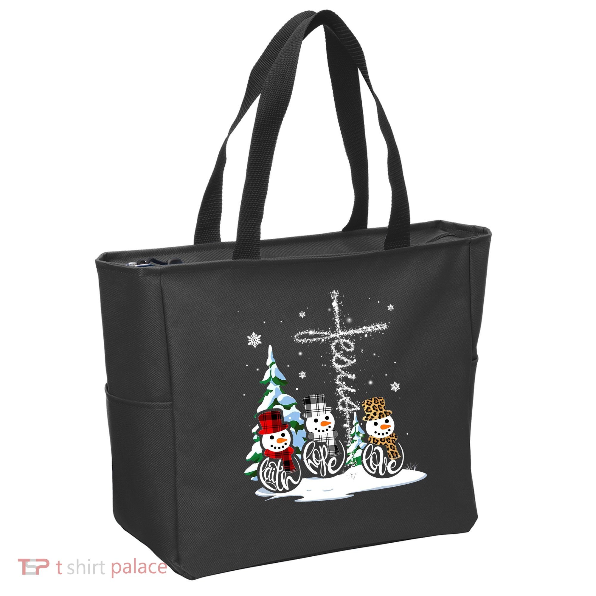 Merry Christmas Snow Faith Hope Love Christmas Tote Bag