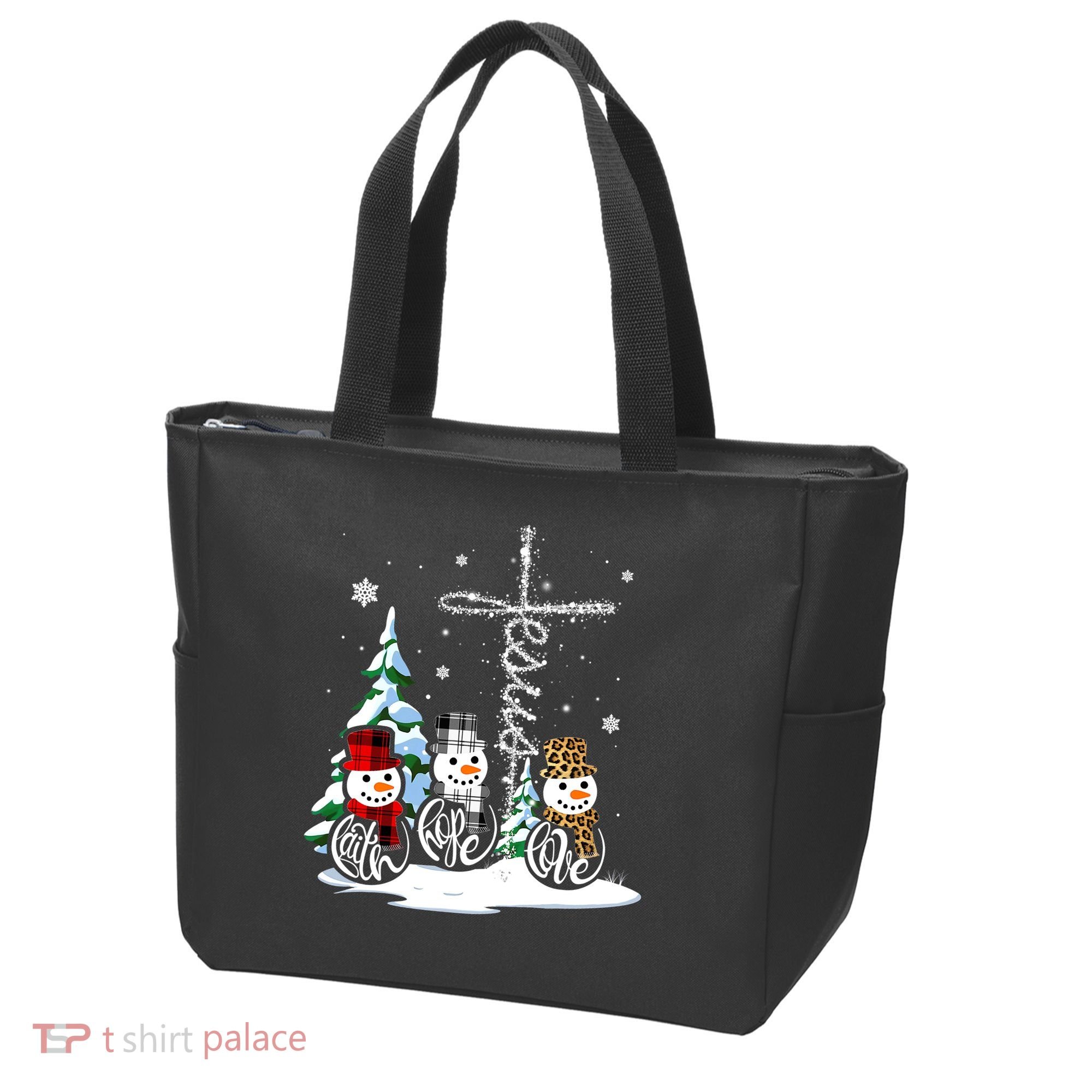 Merry Christmas Snow Faith Hope Love Christmas Tote Bag