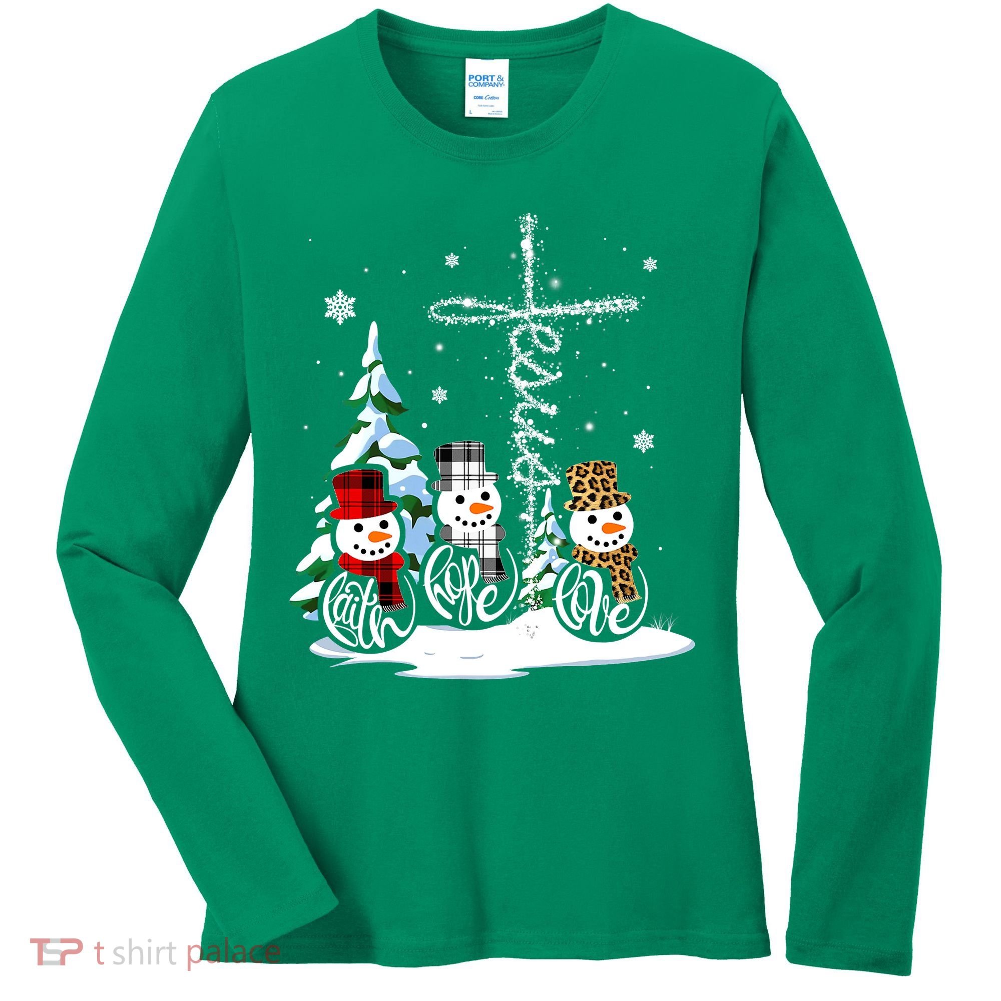 Merry Christmas Snow Faith Hope Love Christmas Women's Long Sleeve Shirt