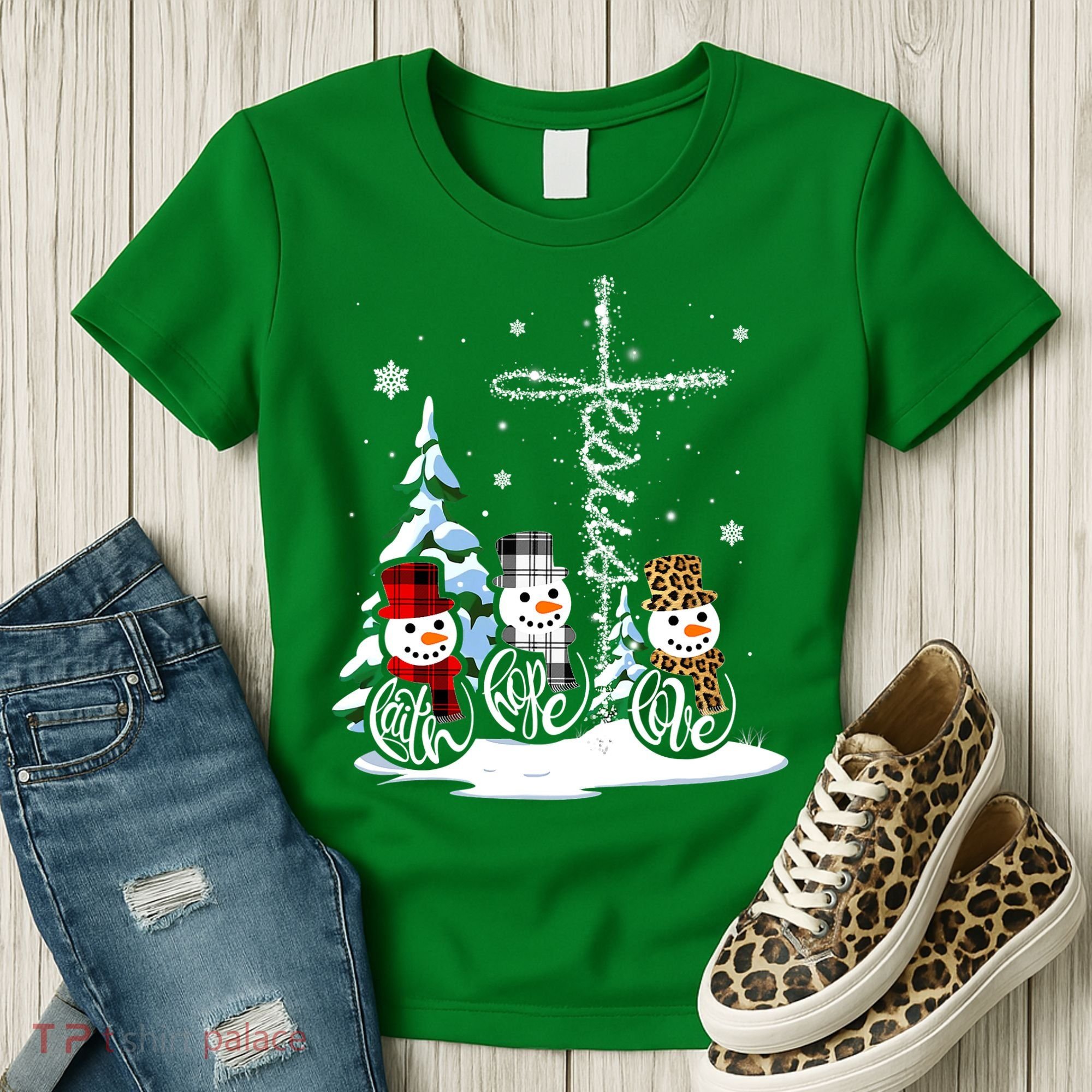 Merry Christmas Snow Faith Hope Love Christmas Women's T-Shirt