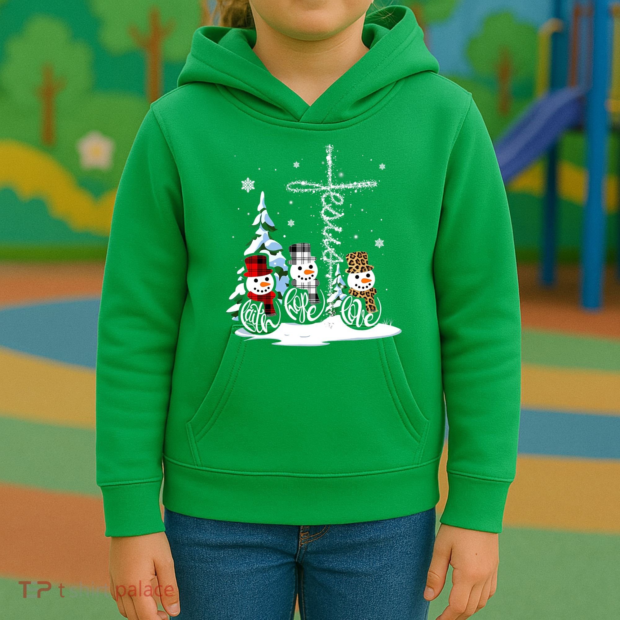 Merry Christmas Snow Faith Hope Love Christmas Kids Hoodie