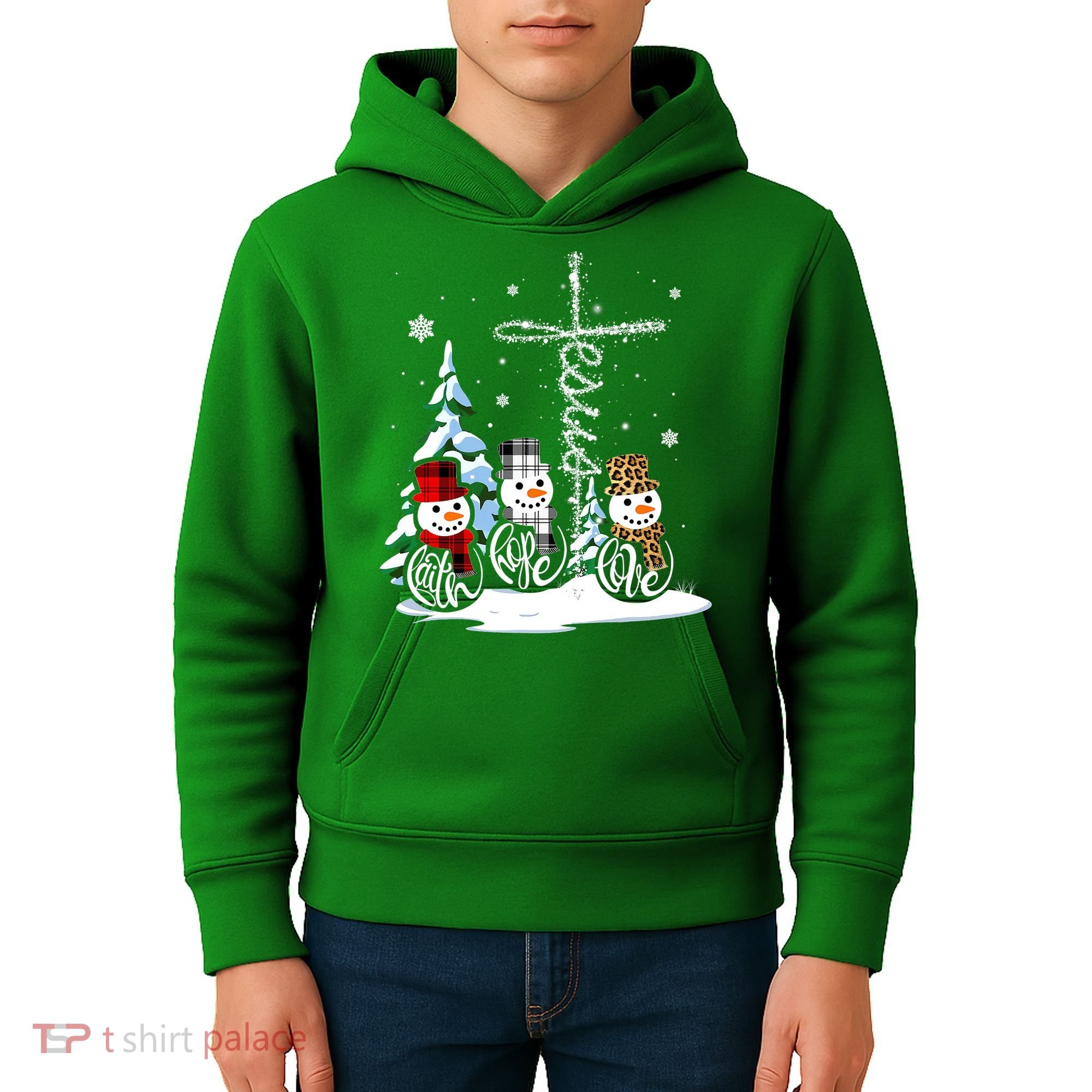 Merry Christmas Snow Faith Hope Love Christmas Kids Hoodie