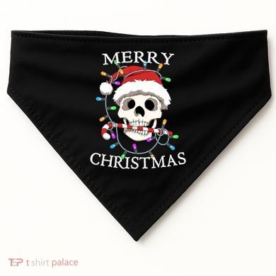 Merry Christmas Skull Skeleton USA-Made Doggie Bandana
