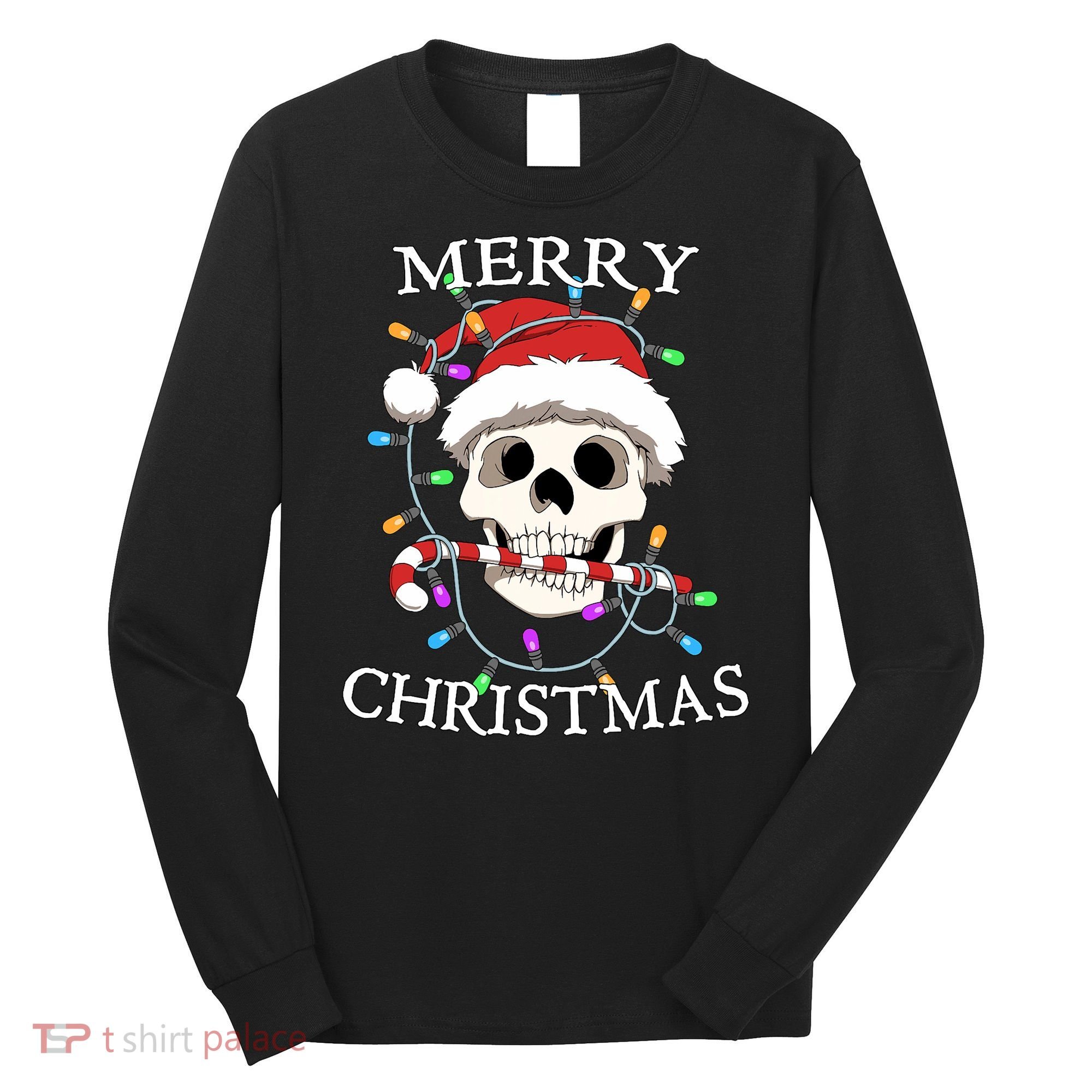 Merry Christmas Skull Skeleton Long Sleeve Shirt