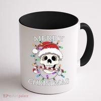 Merry Christmas Skull Skeleton Coffee Mug thumb 1