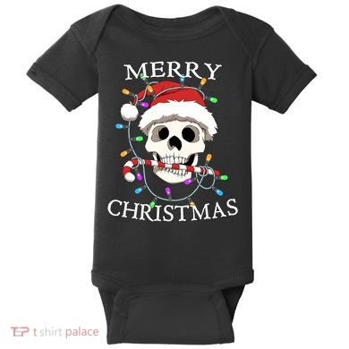 Merry Christmas Skull Skeleton Baby Bodysuit