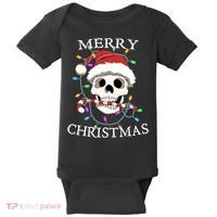 Merry Christmas Skull Skeleton Baby Bodysuit thumb 0