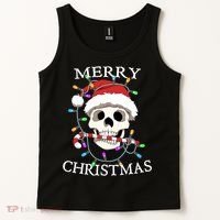 Merry Christmas Skull Skeleton Tank Top thumb 2