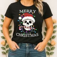 Merry Christmas Skull Skeleton Women's T-Shirt thumb 2