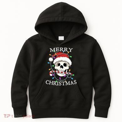 Merry Christmas Skull Skeleton Kids Hoodie