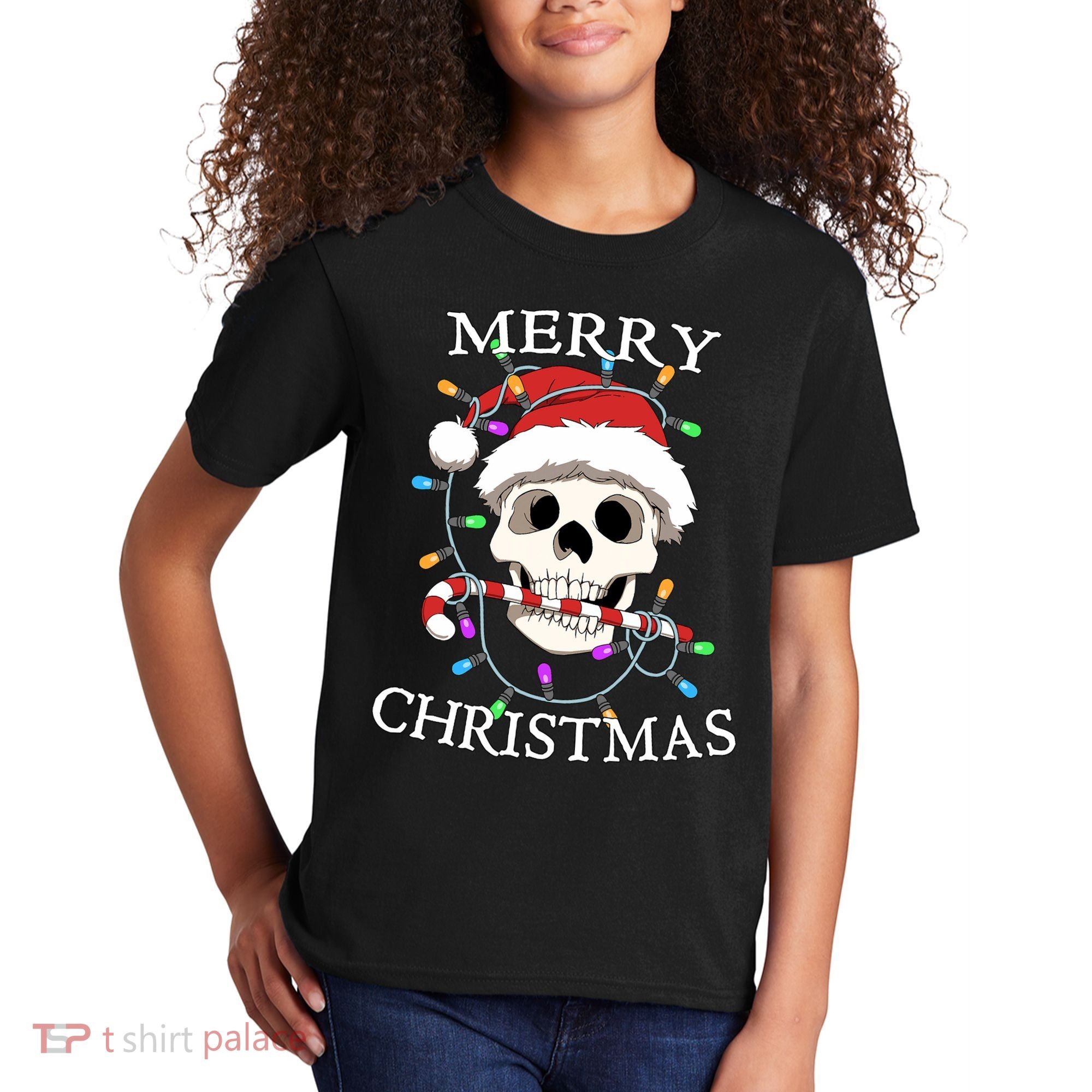 Merry Christmas Skull Skeleton Kids T-Shirt