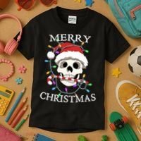Merry Christmas Skull Skeleton Kids T-Shirt thumb 3