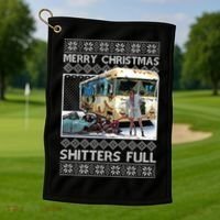 Funny Merry Christmas Shitters Full Ugly Christmas Sweater Golf Towel thumb 1