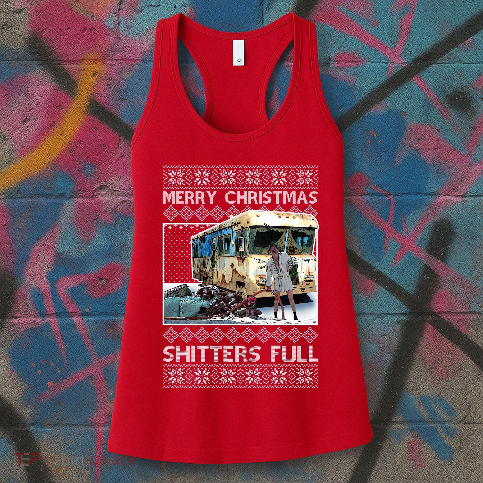Funny Merry Christmas Shitters Full Ugly Christmas Sweater Women's Tank Top