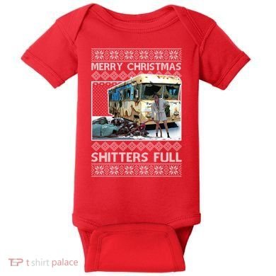 Funny Merry Christmas Shitters Full Ugly Christmas Sweater Baby Bodysuit