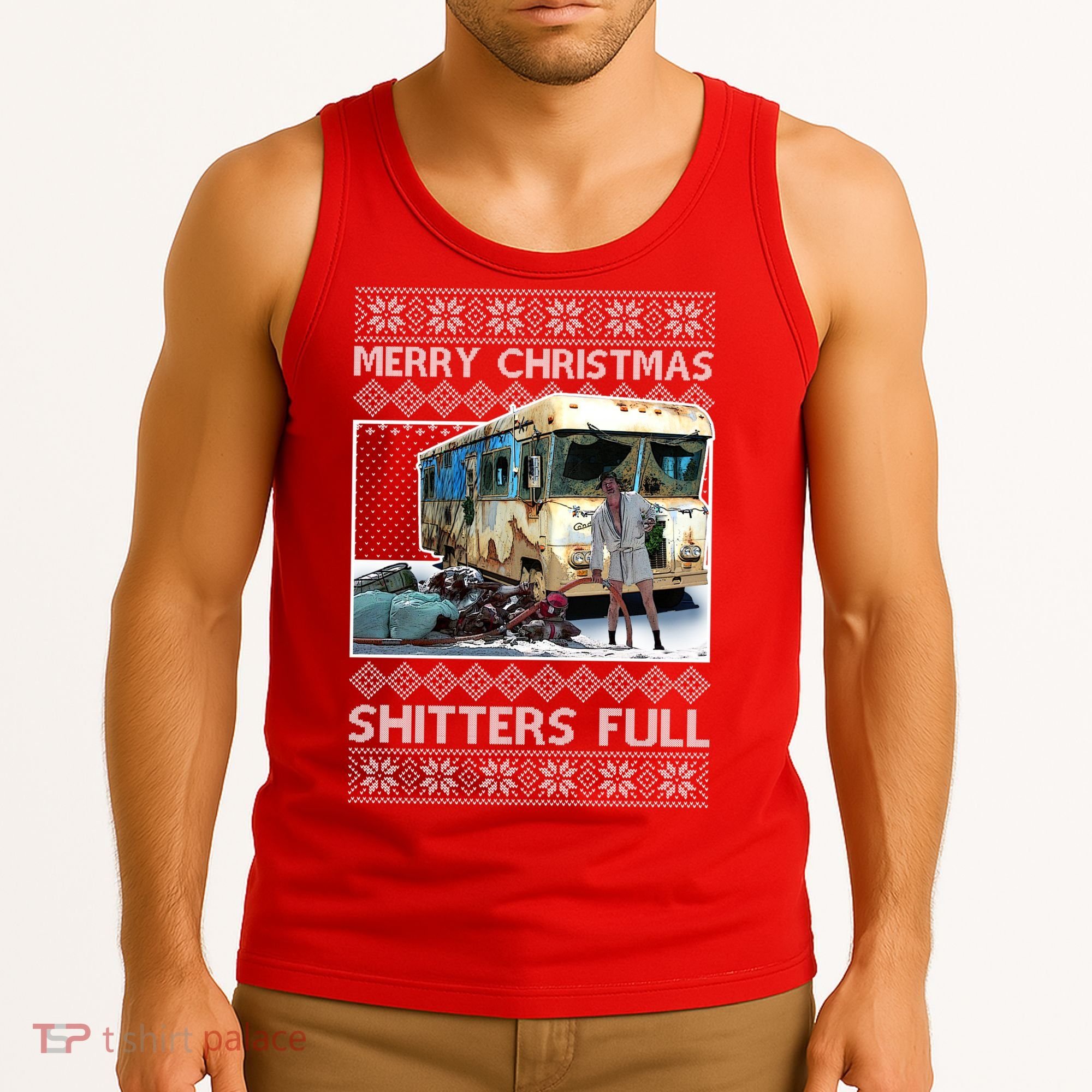 Funny Merry Christmas Shitters Full Ugly Christmas Sweater Tank Top