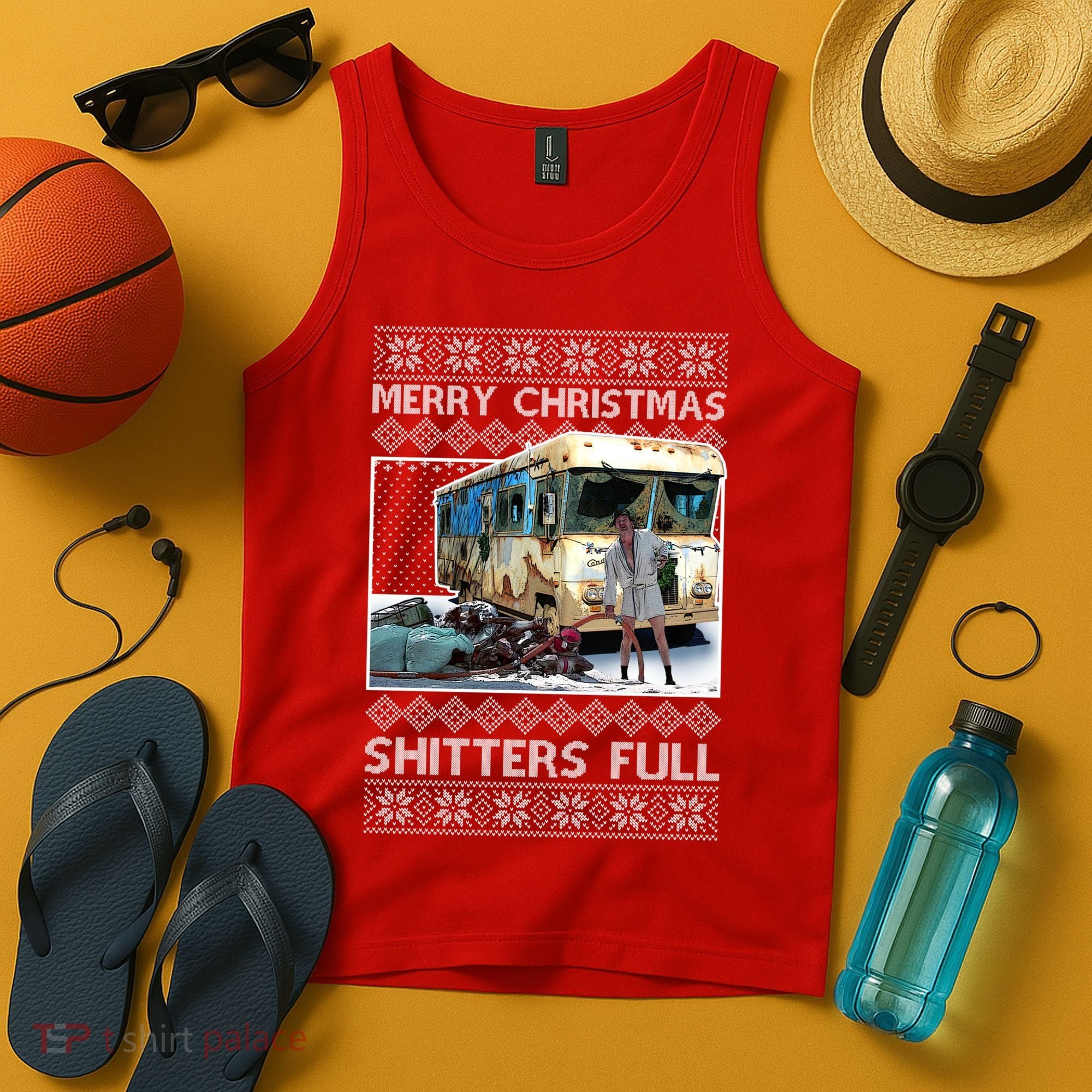 Funny Merry Christmas Shitters Full Ugly Christmas Sweater Tank Top