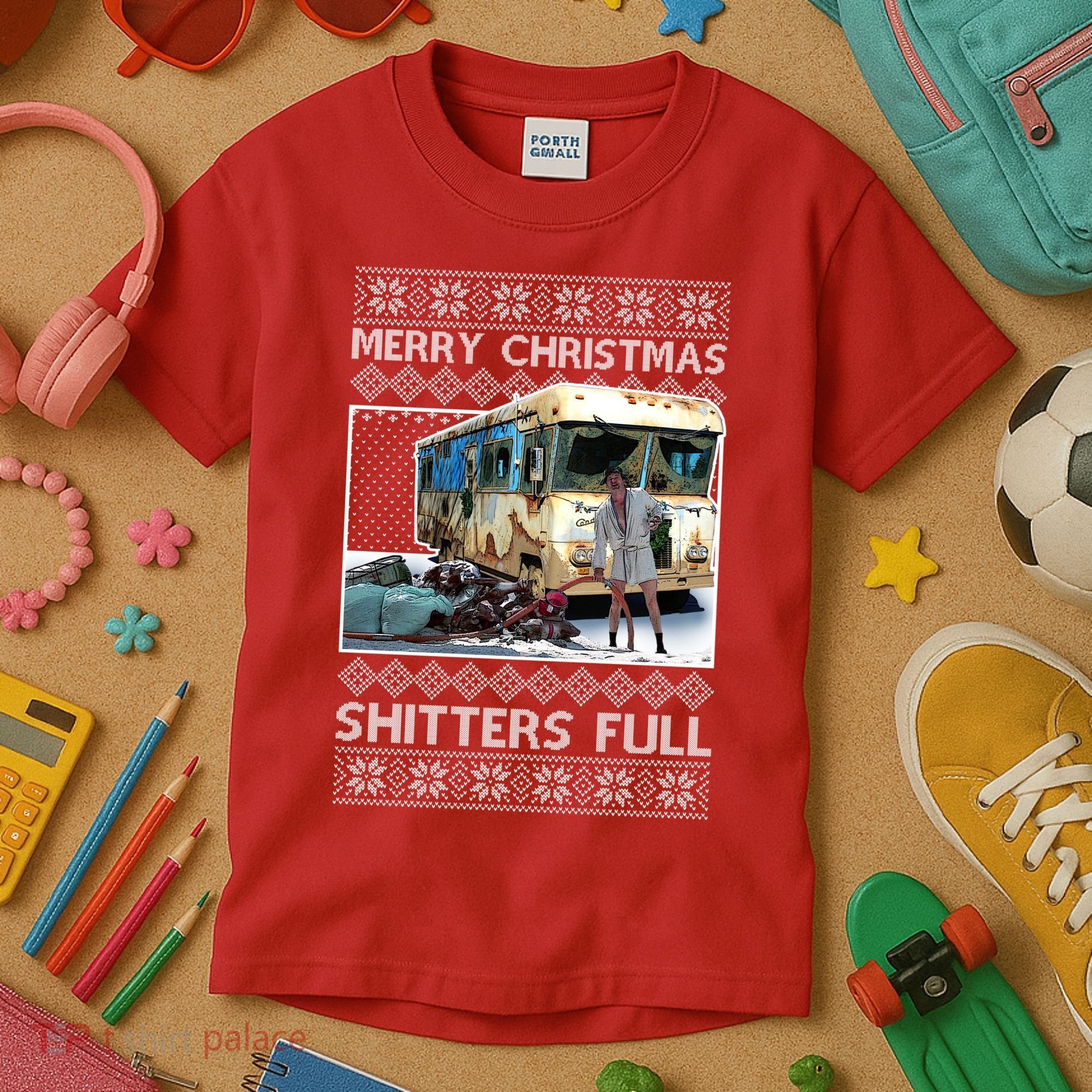 Funny Merry Christmas Shitters Full Ugly Christmas Sweater Kids T-Shirt