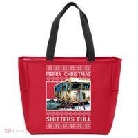 Funny Merry Christmas Shitters Full Ugly Christmas Sweater Tote Bag thumb 0
