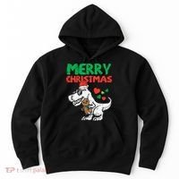 Merry Christmas Trex Dino Pajamas Hoodie thumb 0