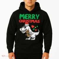 Merry Christmas Trex Dino Pajamas Hoodie thumb 2